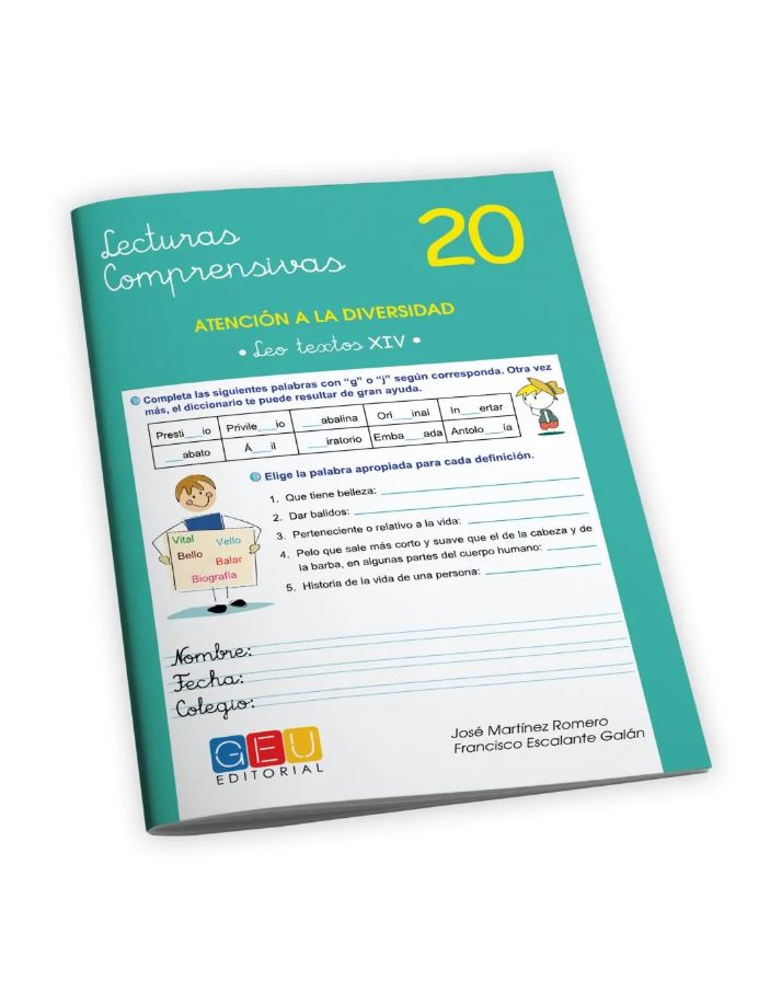 cuaderno 20 de Lecturas comprensivas forma parte de una colección de 21 cuadernos dedicados a comprensión lectora